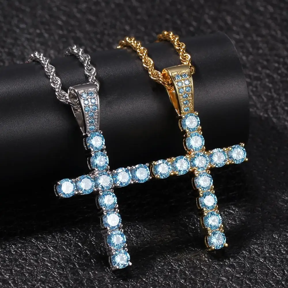 Hip Hop Light Blue AAA Cubic Zirconia Paved Bling Ice Out Cross Pendants Necklace for Men Women Jewelry Gold silver
Hip Hop Light Blue AAA Cubic Zirconia Paved Bling Ice Out Cross Pendants Necklace for Men Women Jewelry Gold silver