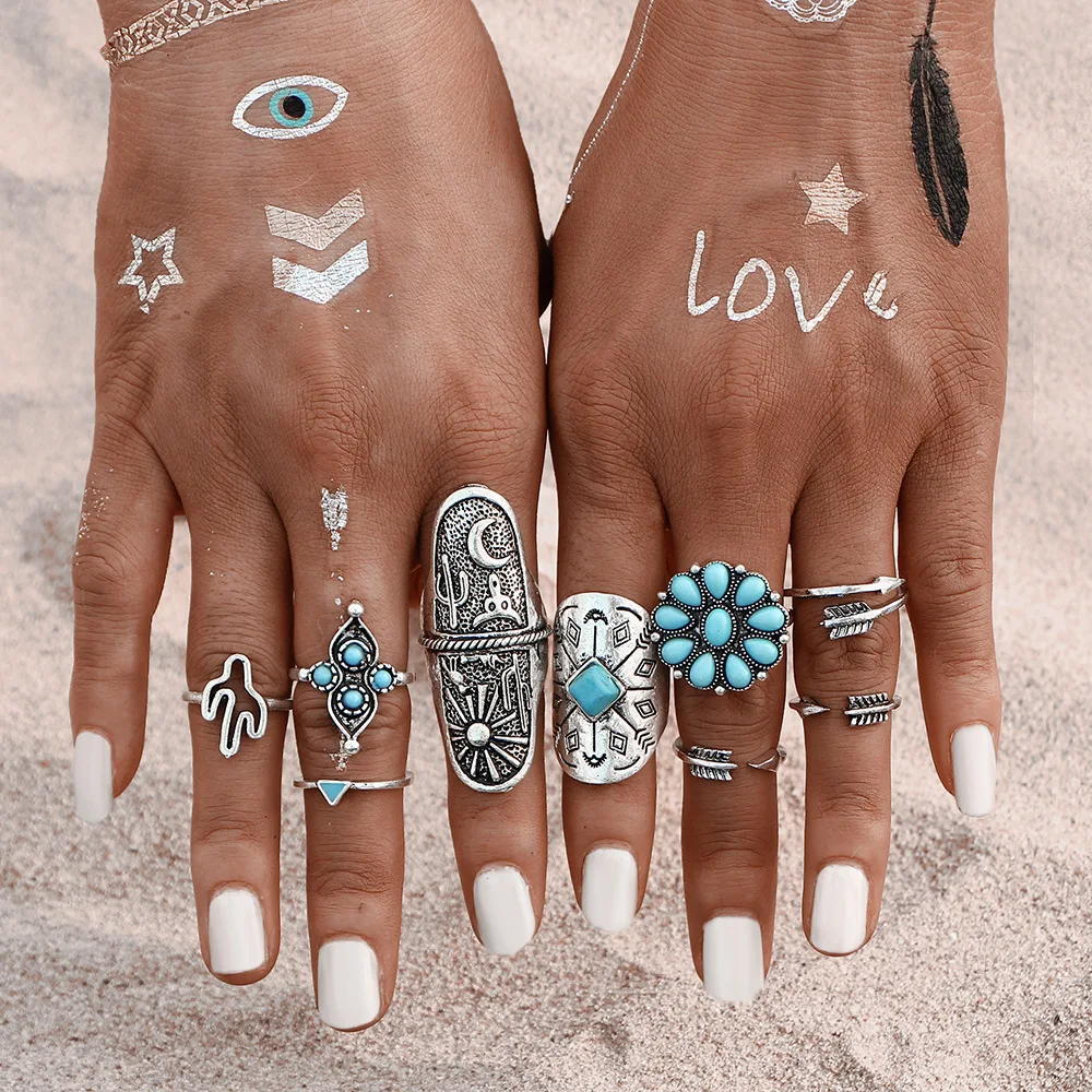 9Pcs/ Bohemian Ring Set Vintage Steampunk Cross flowers Anillos Ring Knuckle Rings for Women New Jewelry
9Pcs/ Bohemian Ring Set Vintage Steampunk Cross flowers Anillos Ring Knuckle Rings for Women New Jewelry