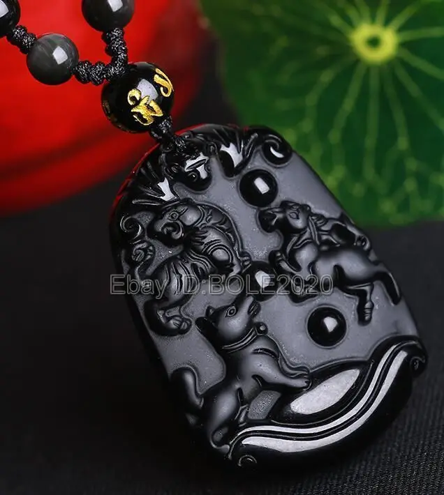 free shipping Natural Black Obsidian Hand Carved Tiger Horse Dog Lucky Pendant + Rope Necklace
free shipping Natural Black Obsidian Hand Carved Tiger Horse Dog Lucky Pendant + Rope Necklace