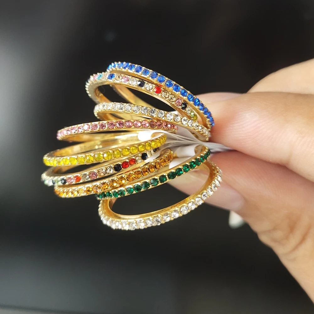 Women's Jewelry Micro Pave Cz Zircon Crystal Wedding Band Eternity Stacking Ring Fashion 1.5mm Gold Anniversary Band
Women's Jewelry Micro Pave Cz Zircon Crystal Wedding Band Eternity Stacking Ring Fashion 1.5mm Gold Anniversary Band