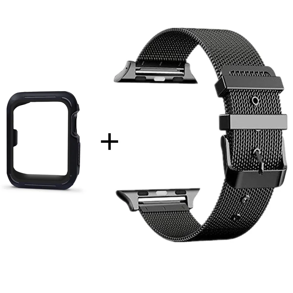 FOLOME Stainless Steel Bracelet Strap Band with TPU Case Cover for Apple Watch Series 1/2 Series 3 with Classic Buckle 38/42mm
FOLOME Stainless Steel Bracelet Strap Band with TPU Case Cover for Apple Watch Series 1/2 Series 3 with Classic Buckle 38/42mm