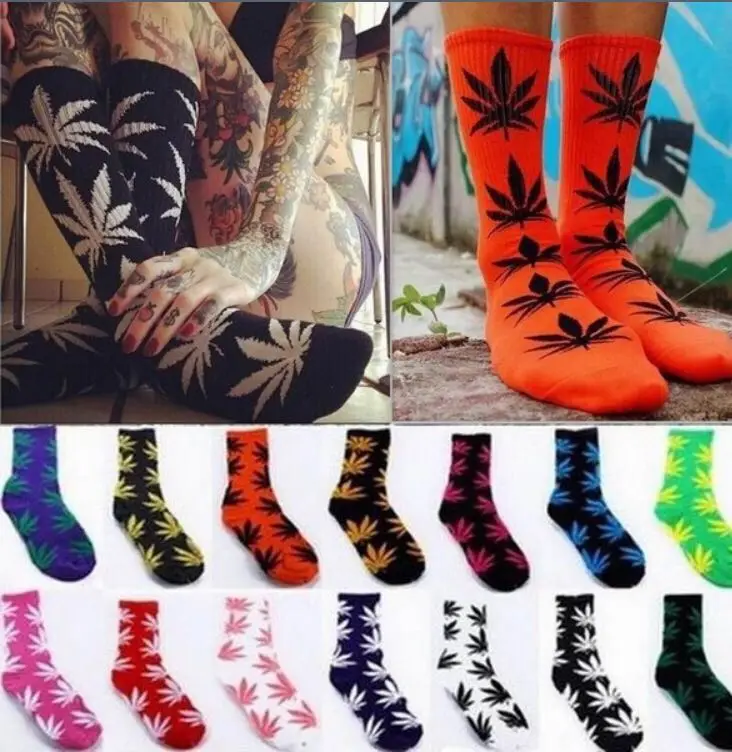 Image High Quality Cotton Fashion Harajuku Street Style Rock And Roll Summer Spring Winter Autumn Casual Long Weed Socks Men 20 Colors