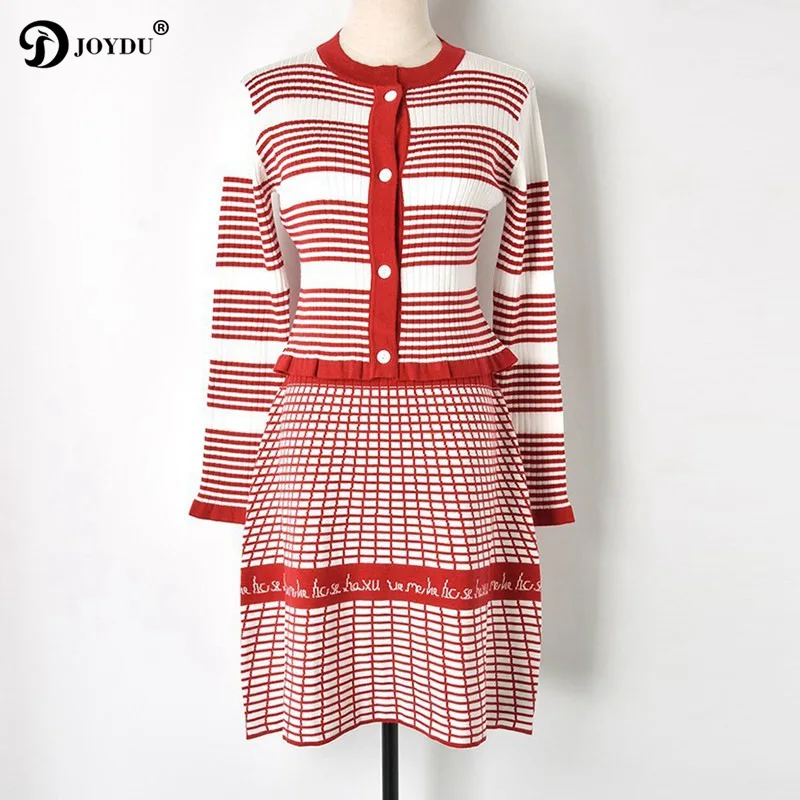 JOYDU Runway Sweater Knitted Dress 2 Piece Set Women 2018 Winter Striped Jersey Twinset Long Sleeve Jacket Top Mini Skirt Suit
JOYDU Runway Sweater Knitted Dress 2 Piece Set Women 2018 Winter Striped Jersey Twinset Long Sleeve Jacket Top Mini Skirt Suit