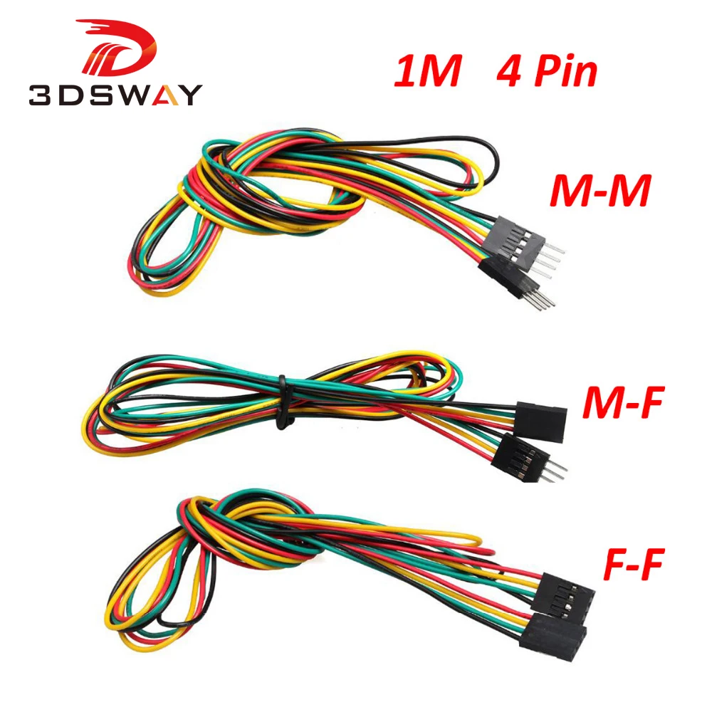 3DSWAY 3D Printer Parts 10pcs/lot 4pin 100cm M-M / M-F / F-F Jumper Wires 2.54mm DuPont Cable for DIY Electronic Breadboard
3DSWAY 3D Printer Parts 10pcs/lot 4pin 100cm M-M / M-F / F-F Jumper Wires 2.54mm DuPont Cable for DIY Electronic Breadboard