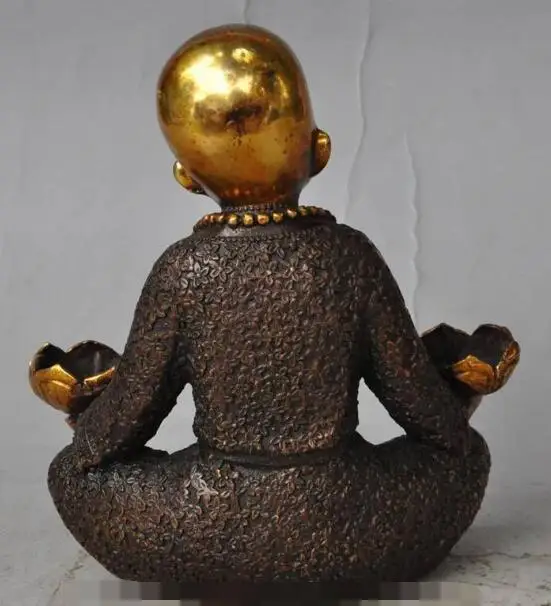 S1176 china buddhism bronze gilt Buddhist monk buddha statue lotus flower Candlesticks