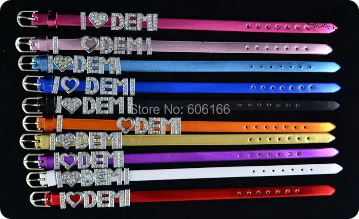 10pcs I Love Demi Lovato Super Star Reflective Leather Bracelet Slider Crystal Letters DIY Wristbands Fashion Jewelry
10pcs I Love Demi Lovato Super Star Reflective Leather Bracelet Slider Crystal Letters DIY Wristbands Fashion Jewelry
