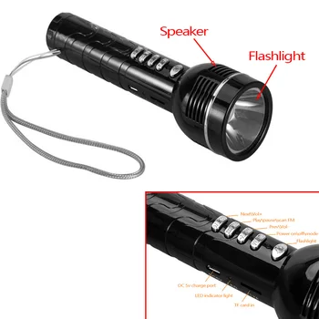 MP3 Player LED Flashlight Speaker FM Radio TF Speakers For Outdoor Cycling Hiking With 18650 Rechargeable Battery
MP3 Player LED Flashlight Speaker FM Radio TF Speakers For Outdoor Cycling Hiking With 18650 Rechargeable Battery