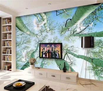 Wallpaper imitation oil painting looking up at the sky blank birch white dove 3D TV background wall painting wallpaper 3d
Wallpaper imitation oil painting looking up at the sky blank birch white dove 3D TV background wall painting wallpaper 3d