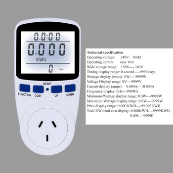 Digital Energy Meter Wattmeter with Backlight Electronic Power Meter Record Volt Voltage Outlet Socket Meter Energy Analyzer
Digital Energy Meter Wattmeter with Backlight Electronic Power Meter Record Volt Voltage Outlet Socket Meter Energy Analyzer