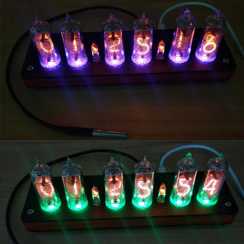 IN14 wood shell glow tube DIY clock QS18 GPS school time, colorful display, beautiful appearance
IN14 wood shell glow tube DIY clock QS18 GPS school time, colorful display, beautiful appearance