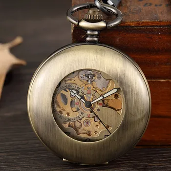 Vintage Bronze Hollow Mechanical Pocket Watch Men Skeleton Seampunk Arabic Numerals Smooth Hand Wind Fob Watch Chain Pendant
Vintage Bronze Hollow Mechanical Pocket Watch Men Skeleton Seampunk Arabic Numerals Smooth Hand Wind Fob Watch Chain Pendant