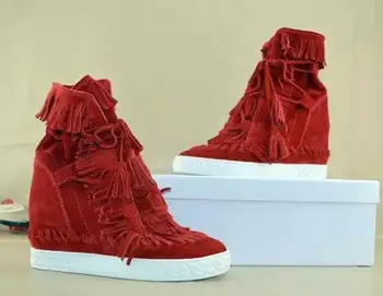 Women Fringe Suede Wedge Boots Round Toe Pink Black Blue Suede Leather Fringe Sneaker Boot Height Increasing tassel high top
Women Fringe Suede Wedge Boots Round Toe Pink Black Blue Suede Leather Fringe Sneaker Boot Height Increasing tassel high top