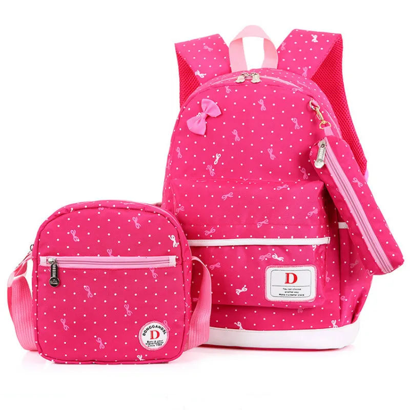 2019 новый школьный студенческий рюкзак для девочек милый бант 3 предмета в горошек