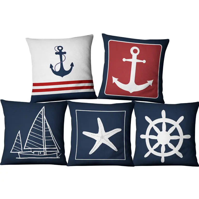 Blue anchor sailor sailing American ocean style linen pillow set home fabric Mediterranean cushion
Blue anchor sailor sailing American ocean style linen pillow set home fabric Mediterranean cushion