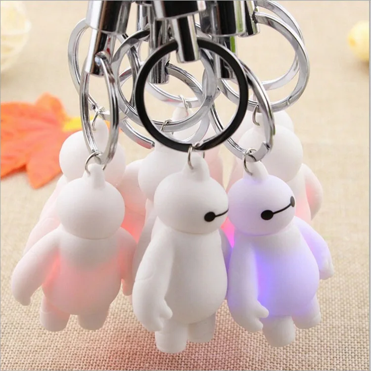 100pcs Anime Cartoon Big hero 6 colourful light Baymax model Pendant keychain 3D luminous doll key chain toy Keyring Key Holder
100pcs Anime Cartoon Big hero 6 colourful light Baymax model Pendant keychain 3D luminous doll key chain toy Keyring Key Holder