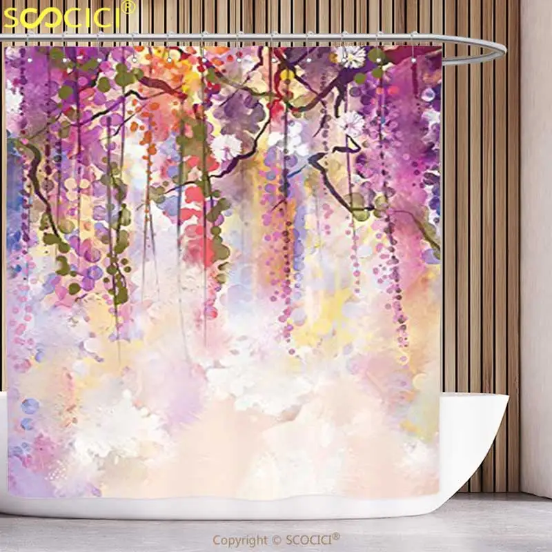 Unique Shower Curtain Watercolor Flower Decor Collection Spring Flowers Wisteria Bokeh Background Painting Accessories Navy
Unique Shower Curtain Watercolor Flower Decor Collection Spring Flowers Wisteria Bokeh Background Painting Accessories Navy