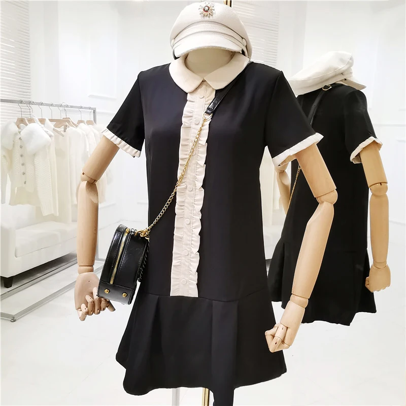 2019 Streetwear Black dress Women Summer Ruffles A-line Party Dress Short Sleeve Peter pan Collar Vintage Mini dress Vestidos
2019 Streetwear Black dress Women Summer Ruffles A-line Party Dress Short Sleeve Peter pan Collar Vintage Mini dress Vestidos