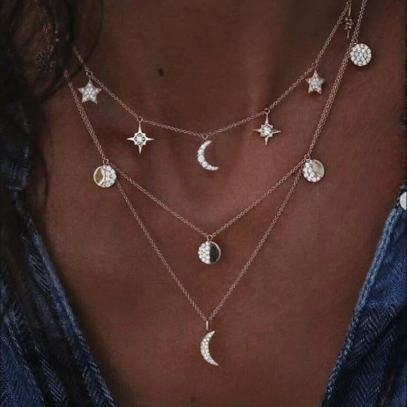 XIYANIKE Bohemian Moon Star Rhinestone Pendant Necklaces For Women Vintage Choker Multi layer Necklace Statement Jewelry N107
XIYANIKE Bohemian Moon Star Rhinestone Pendant Necklaces For Women Vintage Choker Multi layer Necklace Statement Jewelry N107