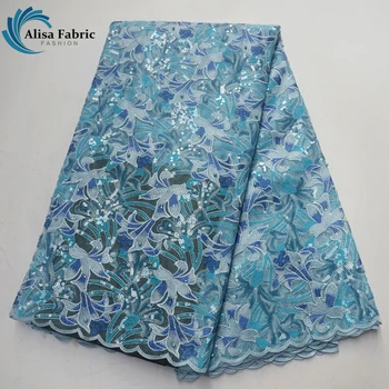 New Design African Lace Fabric Sky Blue Sequins Lace French Embroidered Lace Stone With Beads 5 Yards/Pcs For Evening Dress
New Design African Lace Fabric Sky Blue Sequins Lace French Embroidered Lace Stone With Beads 5 Yards/Pcs For Evening Dress