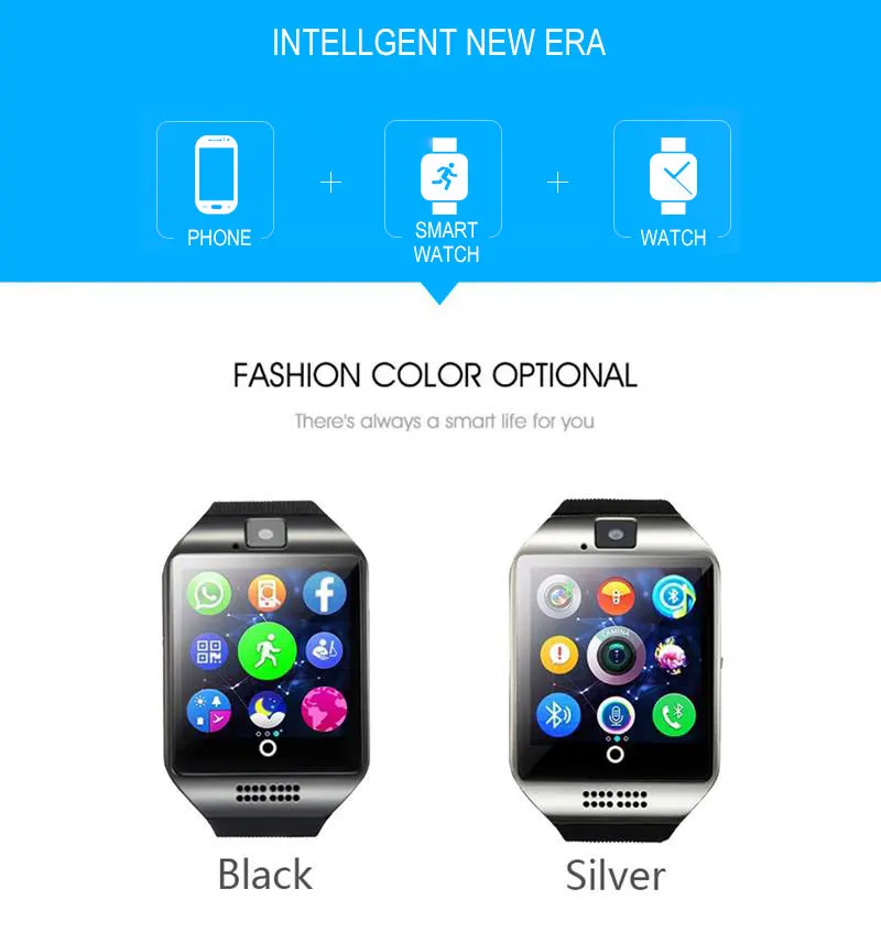VERYFiTEK Bluetooth Smart Watch Men Women Smartwatch Q18 Relogio Support TF Sim Card Camera for Android Phone Passometer Watches (2)