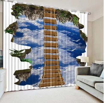 Custom size Bedroom Curtain 3D Ladder sky Curtains Hooks Polyester Curtains For Living room 
Custom size Bedroom Curtain 3D Ladder sky Curtains Hooks Polyester Curtains For Living room