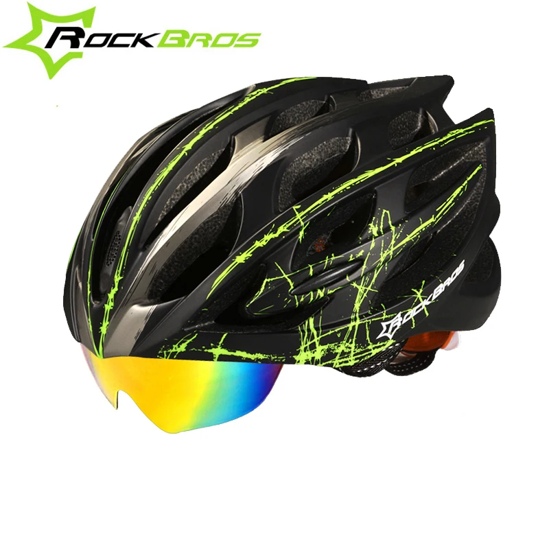 Image RockBros Cycling Helmet Casco Ciclismo 11 Colors 32 Holes Goggles Designer MTB Road Bike Helmet Bicycle Helmet + 3 Pairs of Lens