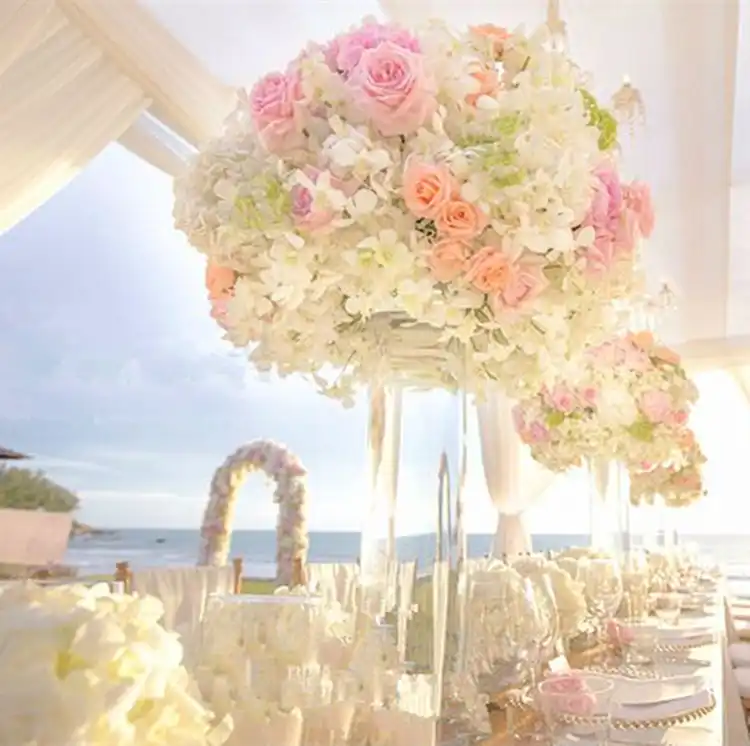 Hot Pink Big Wedding Artificial Flower Bouquet Table Centerpiece