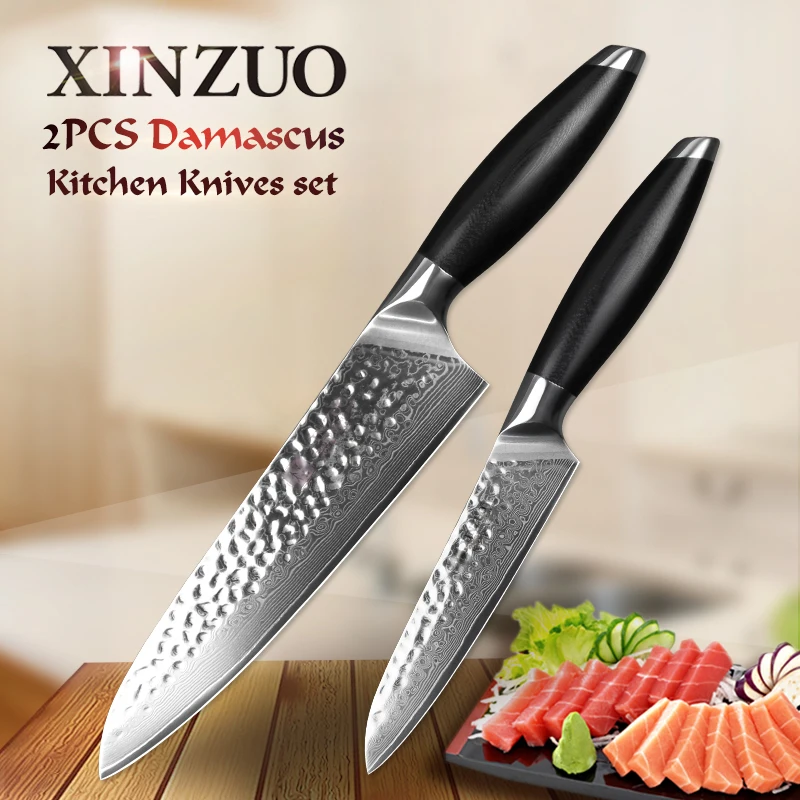 XINZUO 2 PCS Kitchen Knife Set Damascus Steel Newest Design Sharp Razor Chef Utility Knives Cook Tool with Ergonomic G10 Handle
XINZUO 2 PCS Kitchen Knife Set Damascus Steel Newest Design Sharp Razor Chef Utility Knives Cook Tool with Ergonomic G10 Handle