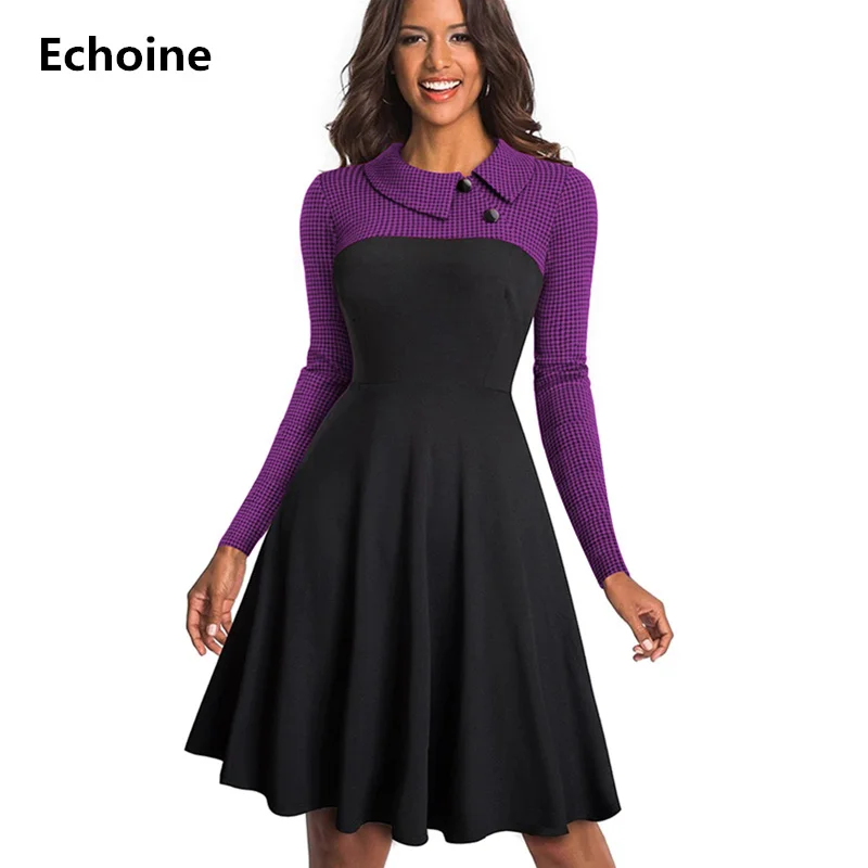 Women Vintage Turn- Down Collar Pinup Button A-line Dress Patchwork Slim Pleated Midi Dresses Slinky Vestidos Party Vestidos
Women Vintage Turn- Down Collar Pinup Button A-line Dress Patchwork Slim Pleated Midi Dresses Slinky Vestidos Party Vestidos