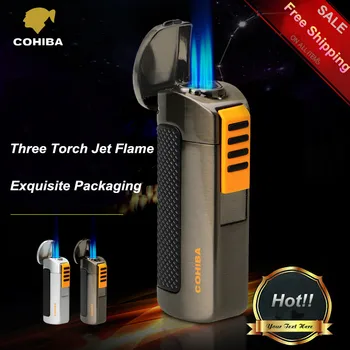 COHIBA Exquisite Packaging Titanium Pocket Windproof Triple 3 Torch Jet Flame Cigar Lighter with Cigar Punch 2PCS/Lot
COHIBA Exquisite Packaging Titanium Pocket Windproof Triple 3 Torch Jet Flame Cigar Lighter with Cigar Punch 2PCS/Lot