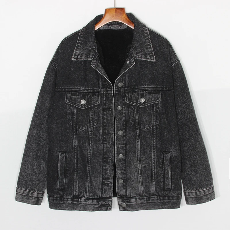 2018 Winter Thick Fleeced Jeans Jackets Women Long Sleeve Black Wool Liner Flocking Casual Demin Coats Plus Size
2018 Winter Thick Fleeced Jeans Jackets Women Long Sleeve Black Wool Liner Flocking Casual Demin Coats Plus Size