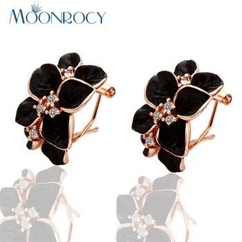 MOONROCY Free Shipping Fashion Black Flower Shape Austrian Crystal Earring Rose Gold Color Jewelry Wholesale New Gift for Women
MOONROCY Free Shipping Fashion Black Flower Shape Austrian Crystal Earring Rose Gold Color Jewelry Wholesale New Gift for Women