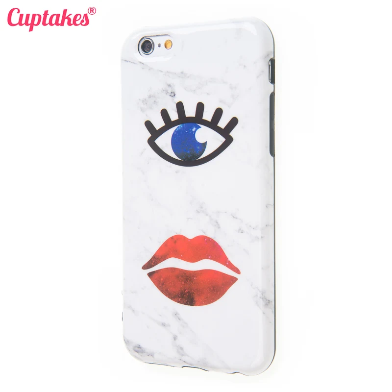 Cuptakes Phone Cases for Apple iPhone 6s case 6 Plus Cover IMD Soft Silicone Coque Marble Fundas Blue Big Eye Capa i6 |
