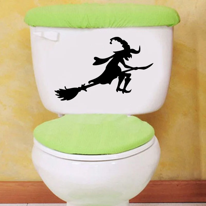 Cartoon Witch Home Decoration Accessories Vinyl Wall Toilet Stickers Decals 6WS0300