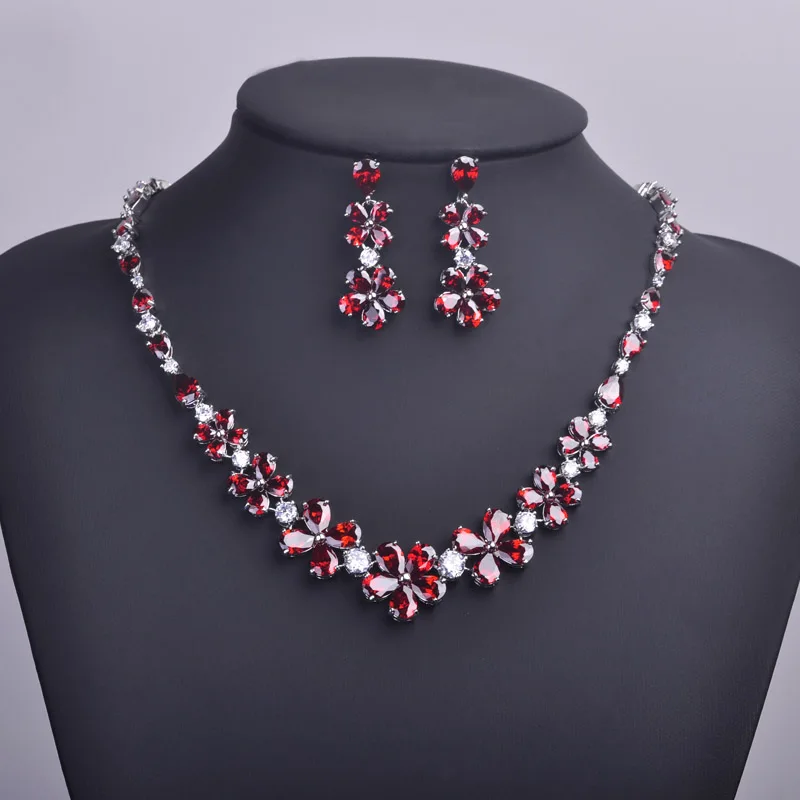 MECHOSEN Red Rhinestones Flower Necklaces&Stud Earrings Jewelry Sets AAA Zirconia Collar Ohrringe Bijuterias Parure Bijoux Femme
MECHOSEN Red Rhinestones Flower Necklaces&Stud Earrings Jewelry Sets AAA Zirconia Collar Ohrringe Bijuterias Parure Bijoux Femme