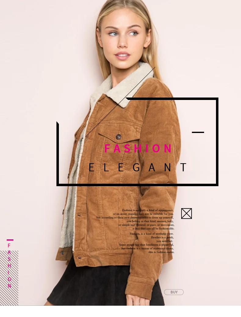 FREE SHIPPING Corduroy Long Sleeve Collar Jacket JKP1128