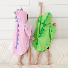 Toalha de bebê com capuz roupas da menina do menino dos desenhos animados dinossauro ponchos crianças roupas toalha de banho criança toalha de praia infantil roupão pijamas(China)