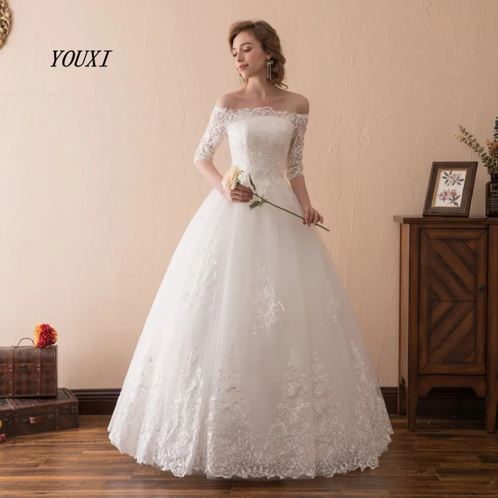 Sexy Boat Neck Wedding Dresses 2019 Off the Shoulder Half Sleeveless Tulle Lace A-Line Bride Gowns
Sexy Boat Neck Wedding Dresses 2019 Off the Shoulder Half Sleeveless Tulle Lace A-Line Bride Gowns