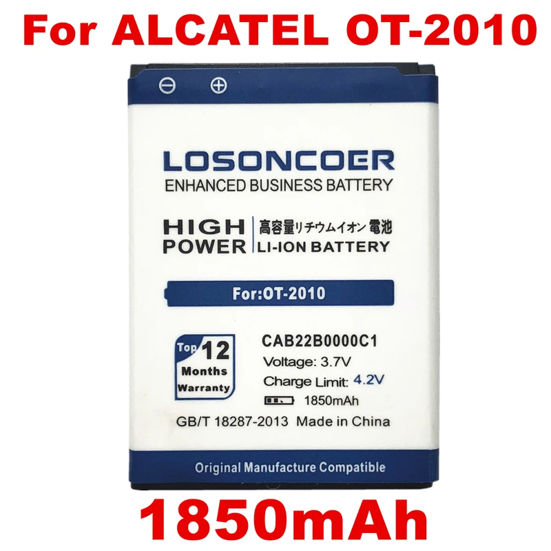 1850mAh CAB22B0000C1 Battery For ALCATEL OT-2010 OT-2010D OT-2010X OT-356 665X 1010D,1030D,2012D Battery
1850mAh CAB22B0000C1 Battery For ALCATEL OT-2010 OT-2010D OT-2010X OT-356 665X 1010D,1030D,2012D Battery