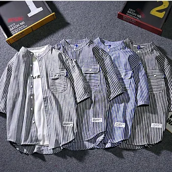 Fashion Stripe Men Casual stand neck Short Sleeve Pocket Shirt Male Slim Fit Comfortable Thin cotton Shirt Summer M-XXL
Fashion Stripe Men Casual stand neck Short Sleeve Pocket Shirt Male Slim Fit Comfortable Thin cotton Shirt Summer M-XXL