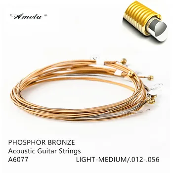 

Acoustic Guitar Strings Original A6077 Nanoweb Phosphor 80/20 Bronze Coating Light Medium 012-056 Wound Strings 2 Sets