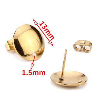Gold Tone 13mm Stainless Steel Round Circle Stud Earring Post with Hole s Connector Findings for Dangle Making
Gold Tone 13mm Stainless Steel Round Circle Stud Earring Post with Hole s Connector Findings for Dangle Making