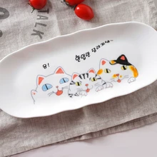 Japanese cuisine sushi dishes creative ceramic cute cat plate Western style food cake dessert rectangular plate