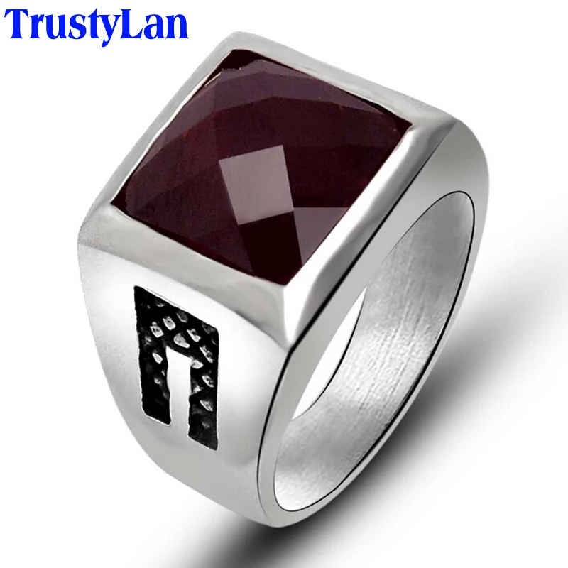 TrustyLan Fashion New Solid Stainless Steel Mens Rings Red Black Stone Rings For Men Vintage Jewelry Cool Ring Men Gifts For Him
TrustyLan Fashion New Solid Stainless Steel Mens Rings Red Black Stone Rings For Men Vintage Jewelry Cool Ring Men Gifts For Him