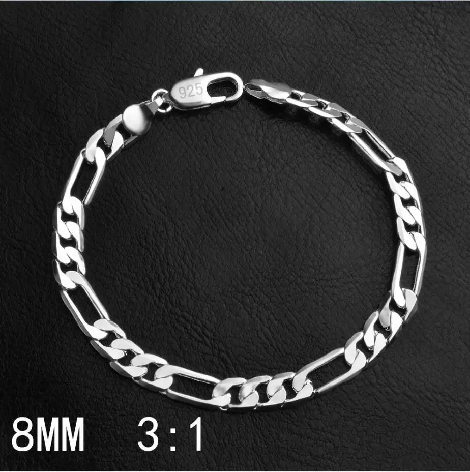 8MM Popular Women Bracelets Jewelry Fashion Silver 925 Men Bracelet Party Jewelry Girl Boy Bithday Gift Hot Figaro Bangles
8MM Popular Women Bracelets Jewelry Fashion Silver 925 Men Bracelet Party Jewelry Girl Boy Bithday Gift Hot Figaro Bangles
