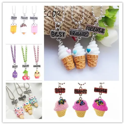 3PCS/Set Friendship Candy Ice Cream Stereo Imitation BFF Necklace For Children "Best Friends Forever" Jewelry CCOR
3PCS/Set Friendship Candy Ice Cream Stereo Imitation BFF Necklace For Children "Best Friends Forever" Jewelry CCOR