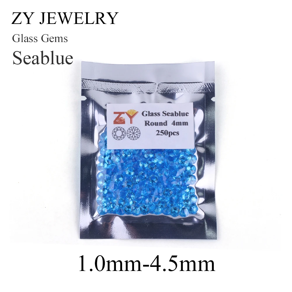 1000pcs 1.0~3.0mm Round Shape Machine Cut Loose Glass Beads Synthetic Aquamarine Gemstones | Украшения и аксессуары