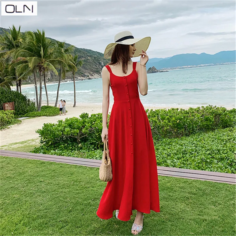 Фото Новое летнее пляжное платье в гонконгском стиле Sanya красное с - купить