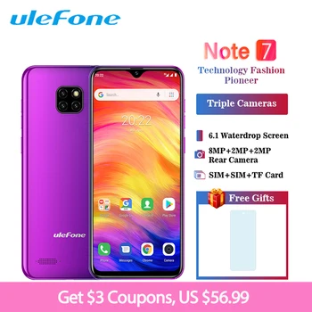 Ulefone Note 7 Smartphone 6.1 inch 19:9 Waterdrop Android 8.1 1GB+16GB Quad Core 3500mAh Face Unlock 3 Rear Camera Mobile Phone
Ulefone Note 7 Smartphone 6.1 inch 19:9 Waterdrop Android 8.1 1GB+16GB Quad Core 3500mAh Face Unlock 3 Rear Camera Mobile Phone