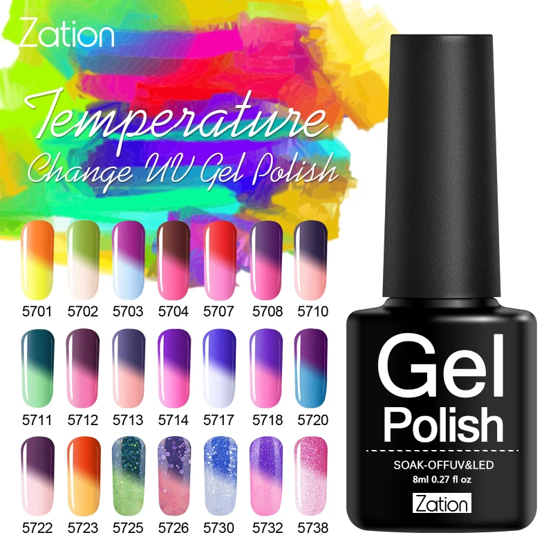 Zation Manicure Design Hybrid Chameleon Gel Varnish Temperature Changing Colors Gel Nail Polish Semi Permanent Nails Art Lacquer
Zation Manicure Design Hybrid Chameleon Gel Varnish Temperature Changing Colors Gel Nail Polish Semi Permanent Nails Art Lacquer